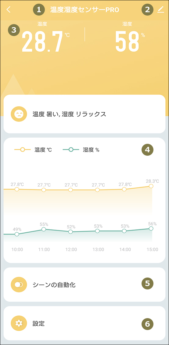 温度湿度センサー操作画面