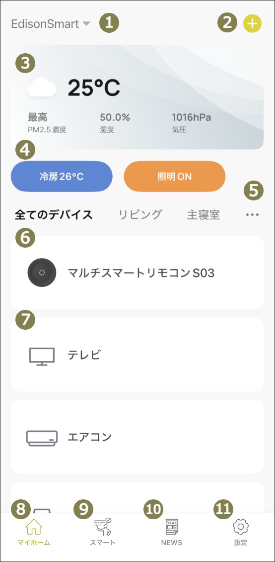 アプリホーム画面