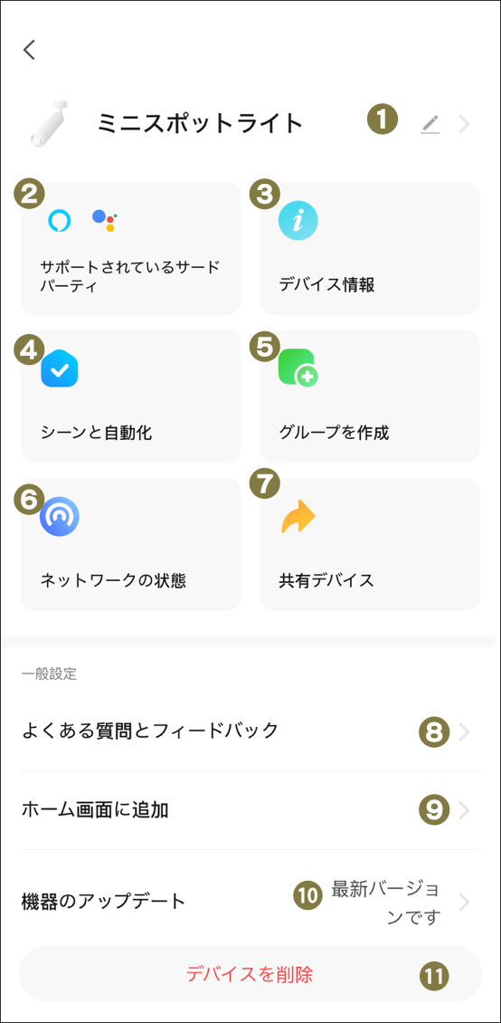 ミニスポットライト詳細設定