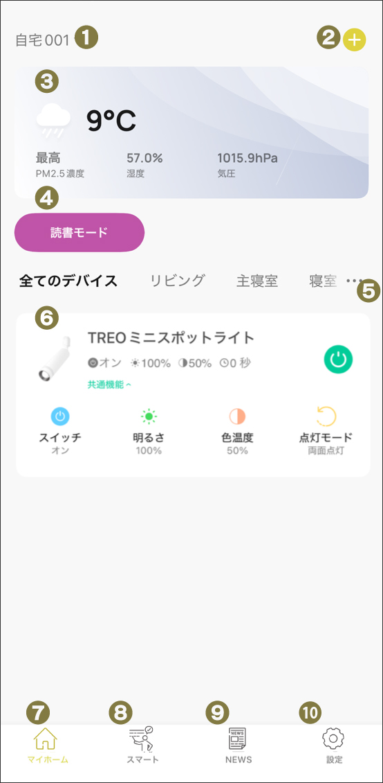 アプリホーム画面