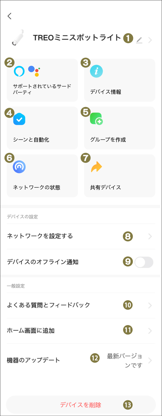 TREOミニスポットライト詳細設定